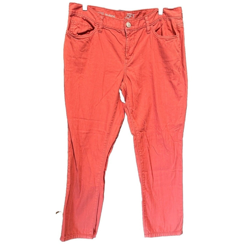 Ann Taylor LOFT Boyfriend Chino Pants 30/10 Coral Pink Cotton Straight Leg 27"